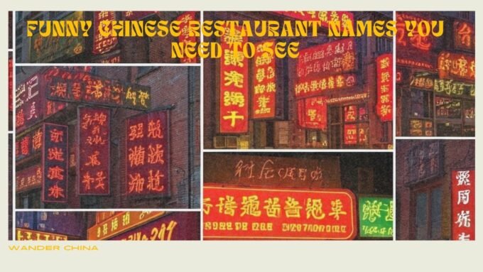 Collage of funny Chinese restaurant names