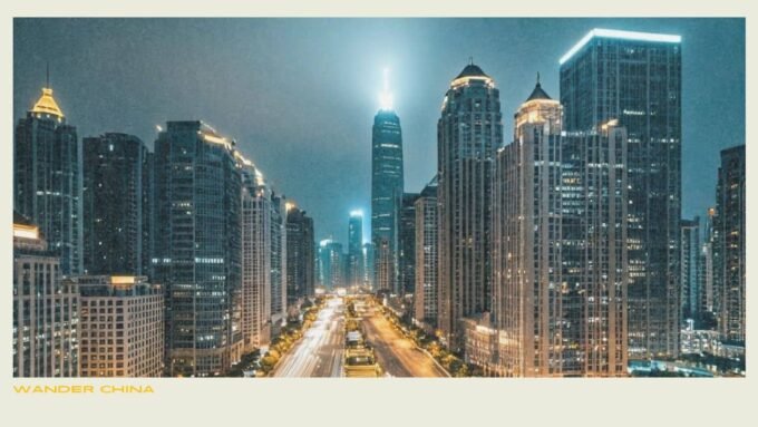 Shanghai skyline at dusk