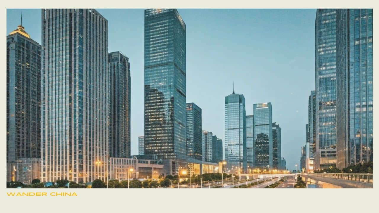 Vibrant business district in China
