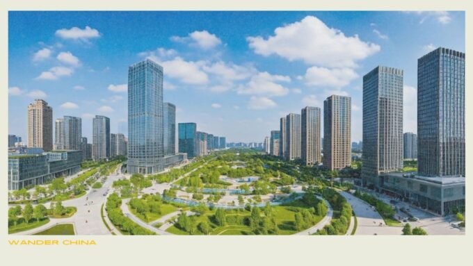 Vibrant city view of China