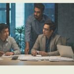 Foreign workers in a modern office