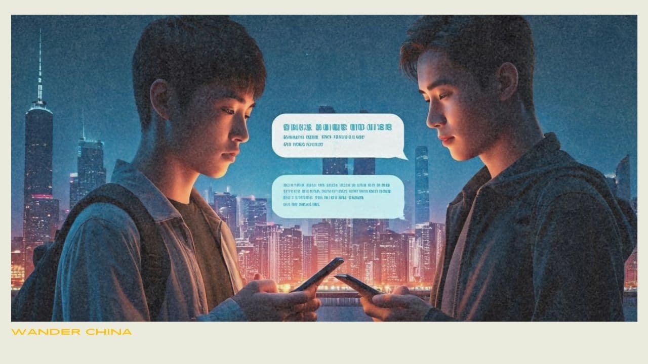 People using smartphones in a city