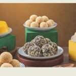 Colorful display of Chinese desserts