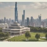 Shanghai skyline with a school