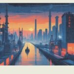 bustling Chinese industrial cityscape