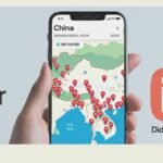 Smartphone displaying a map of China