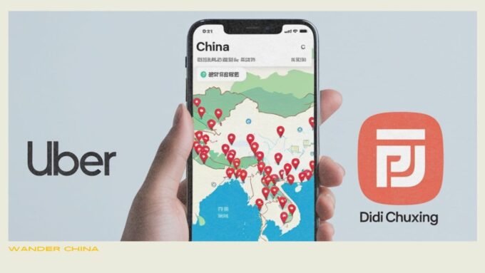 Smartphone displaying a map of China